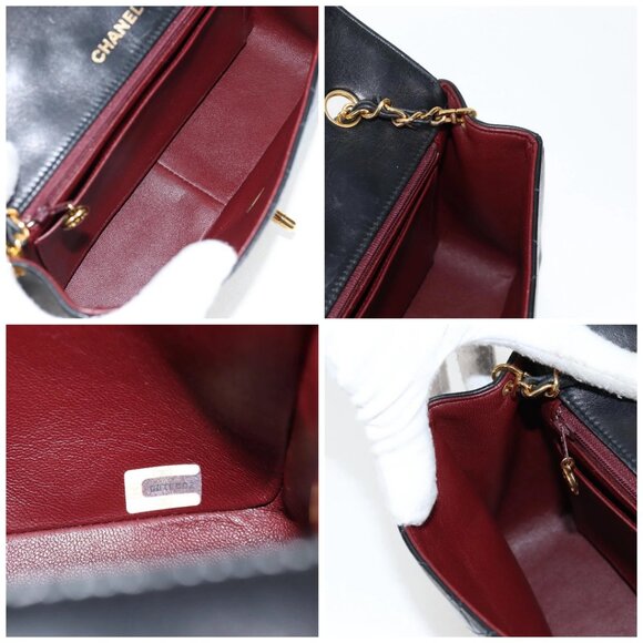 CHANEL Matelasse Chain Shoulder Bag Lamb Skin Black Gold CC Auth kk453A - Picture 16 of 16